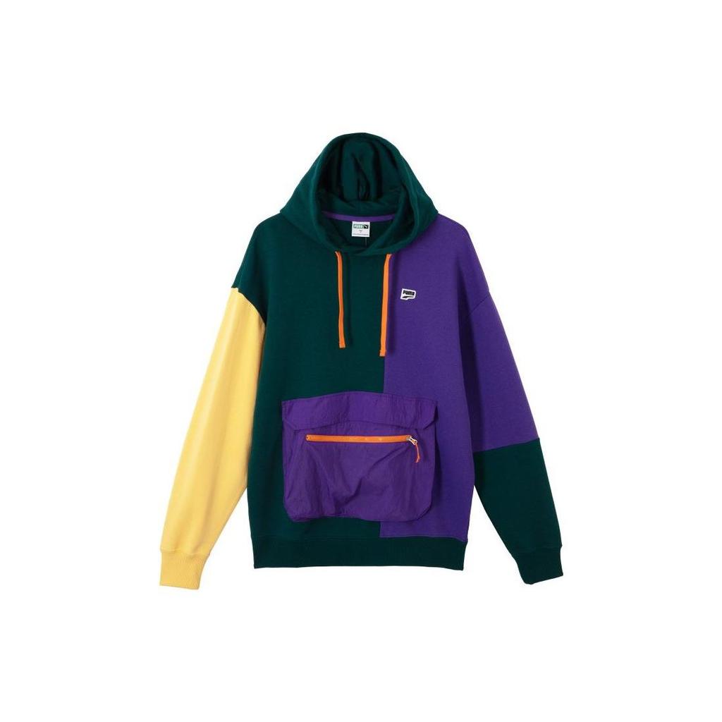 Puma Downtown Colorblock Utility Hoodie Men Hoodies Green 622919-86