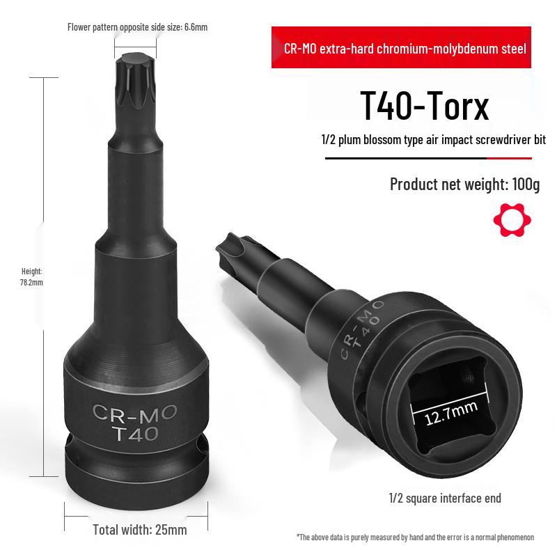 1/2'' Torx Impact Hex Bit Wrench with Magnetic Chrome Molybdenum Steel Head