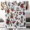 Bohemian Style Digital Printed Flannel Blanket,Soft And Comfortable SofaCover For AllSeasonsWithGeometric AndFloralTattooPattern