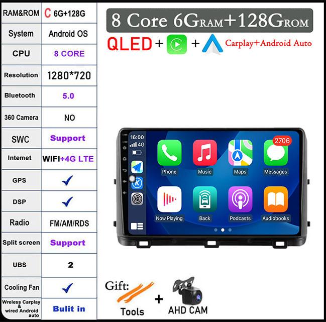 9'' Android 14 For Kia Ceed 3 CD 2018 - 2022 Carplay Auto Car Radio Multimedia GPS Video Player Stereo DSP Head Unit WIFI+4GLTE