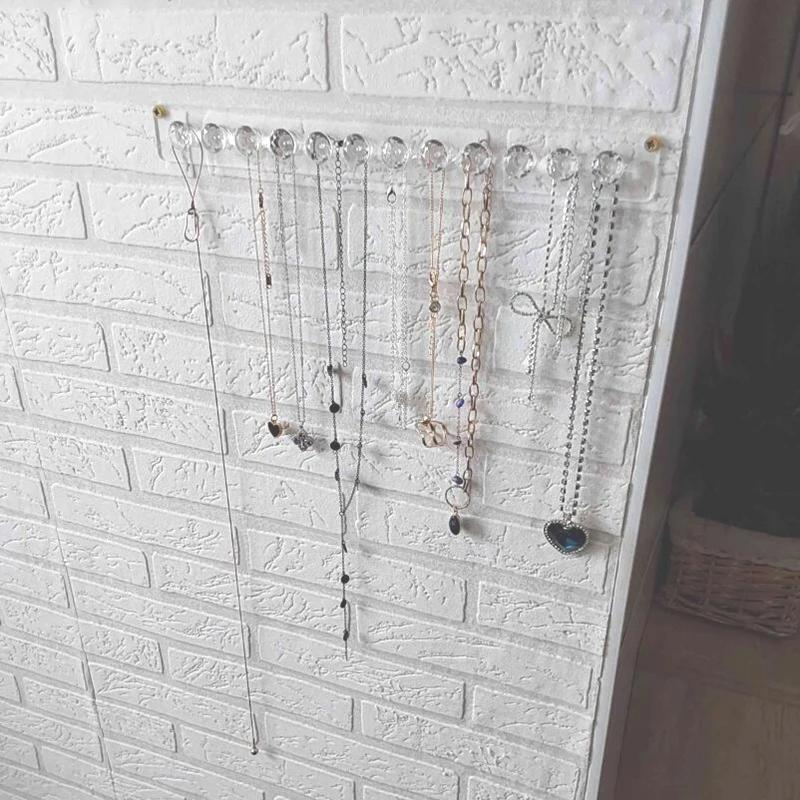 1/2pc 7/12Hooks Transparent Acrylic Storage Rack Wall Display Shelf Mount Necklace Earrings Scarf Organizer Bathroom Accessories