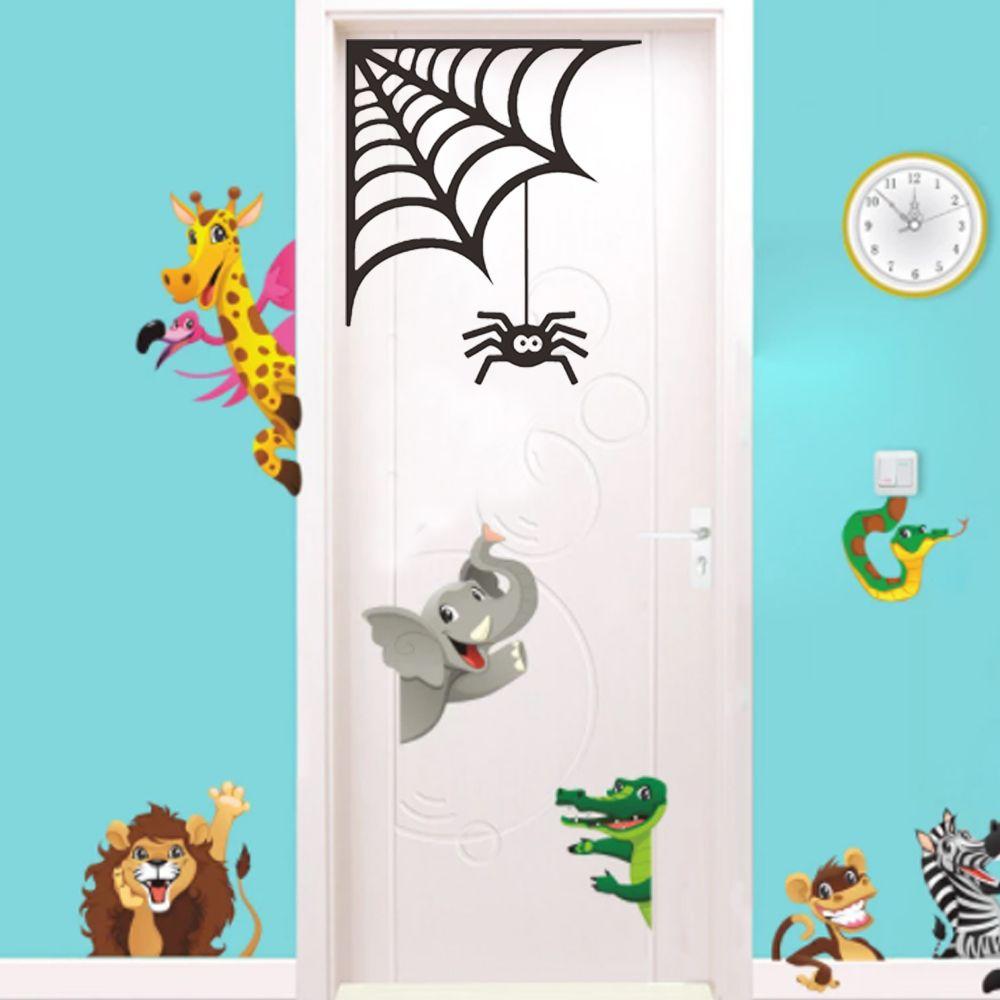Black Waterproof Spider Web Window Prank Spider Sticker Halloween Decoration Wallpaper Decal