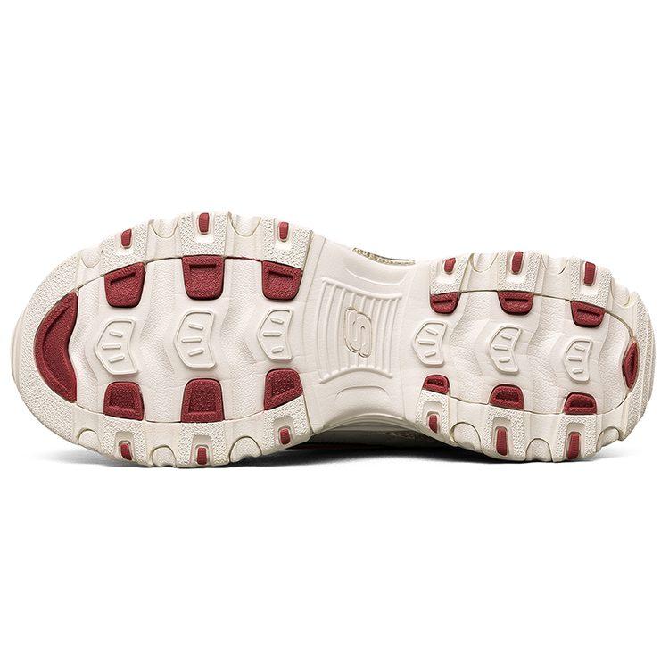 Skechers D Lites Low Top Running Shoes Beige/Red 666169-WHT