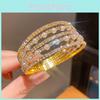 Pearl Multilayer Open Cuff Bracelet With Diamond Inlay For Elegant Office Wear