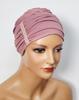 Mona Pink Turban Bamboo Crinkled Hat Without Pattern For Every Woman