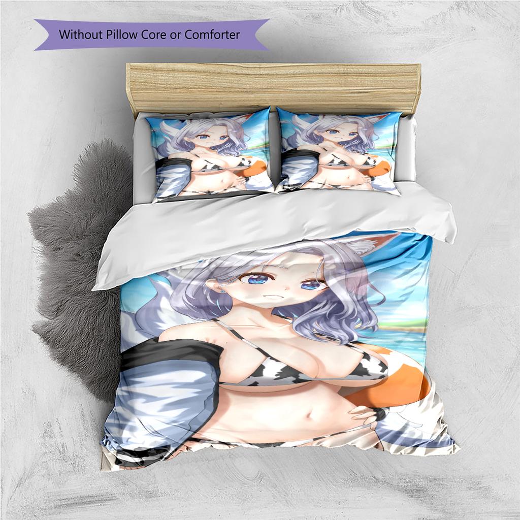 Anime-mönstrat sängkläder täcke set påslakan örngott Heminredning Födelsedagspresent (1 * påslakan + 2 * örngott, utan kärna)