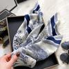 [] National Style Blue and White Porcelain Silk Silk Scarf Women's Spring and Summer Mulberry Silk Large Square Scarf 91cm Yarn Shawl