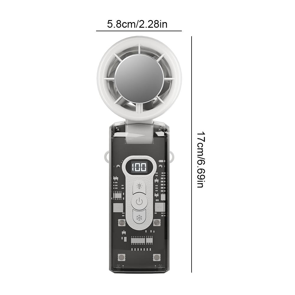 High Speed Turbo Fan with LED Light LED Display Foldable Personal Cooling Fan 3600mAh Electric Mini Turbo Fan for Outdoor Travel