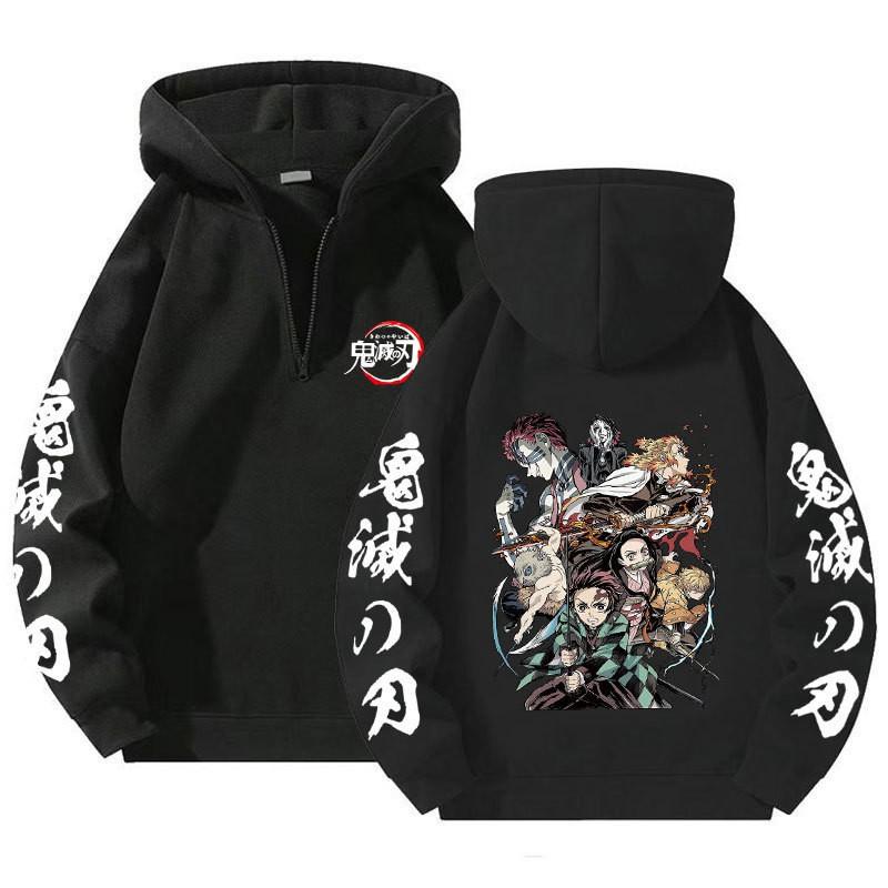 Unisex Bluza z Kapturem Anime Zapinana na Zamek Luźny Krój Długi Rękaw Bluza Jesienna Codzienna