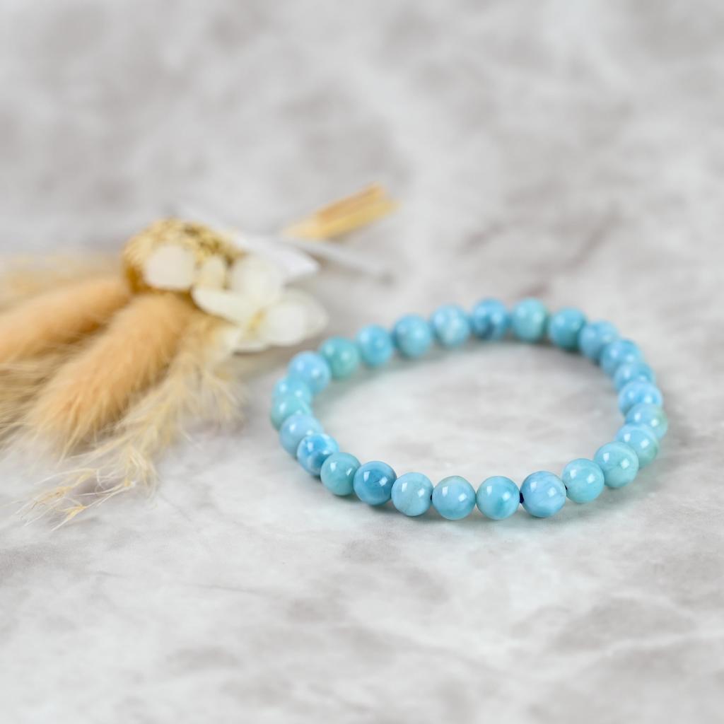 Eigado Larimar 7mm Inner Diameter Healing Natural Power One of the Three Greatest Healing Stones Bracelet, Beads, 13.6g, 16cm, Stone, Stone, Stone,