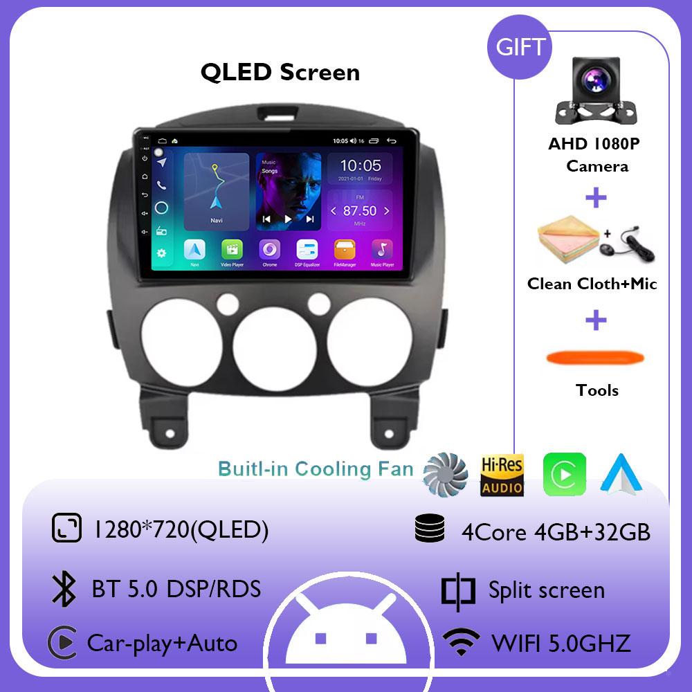 Android 14 Auto Car Screen For Mazda 2 DE 2007-2014 Wireless Carplay Stereo 4G+WIFI Car Radio Multimedia Navigation Screen GPS