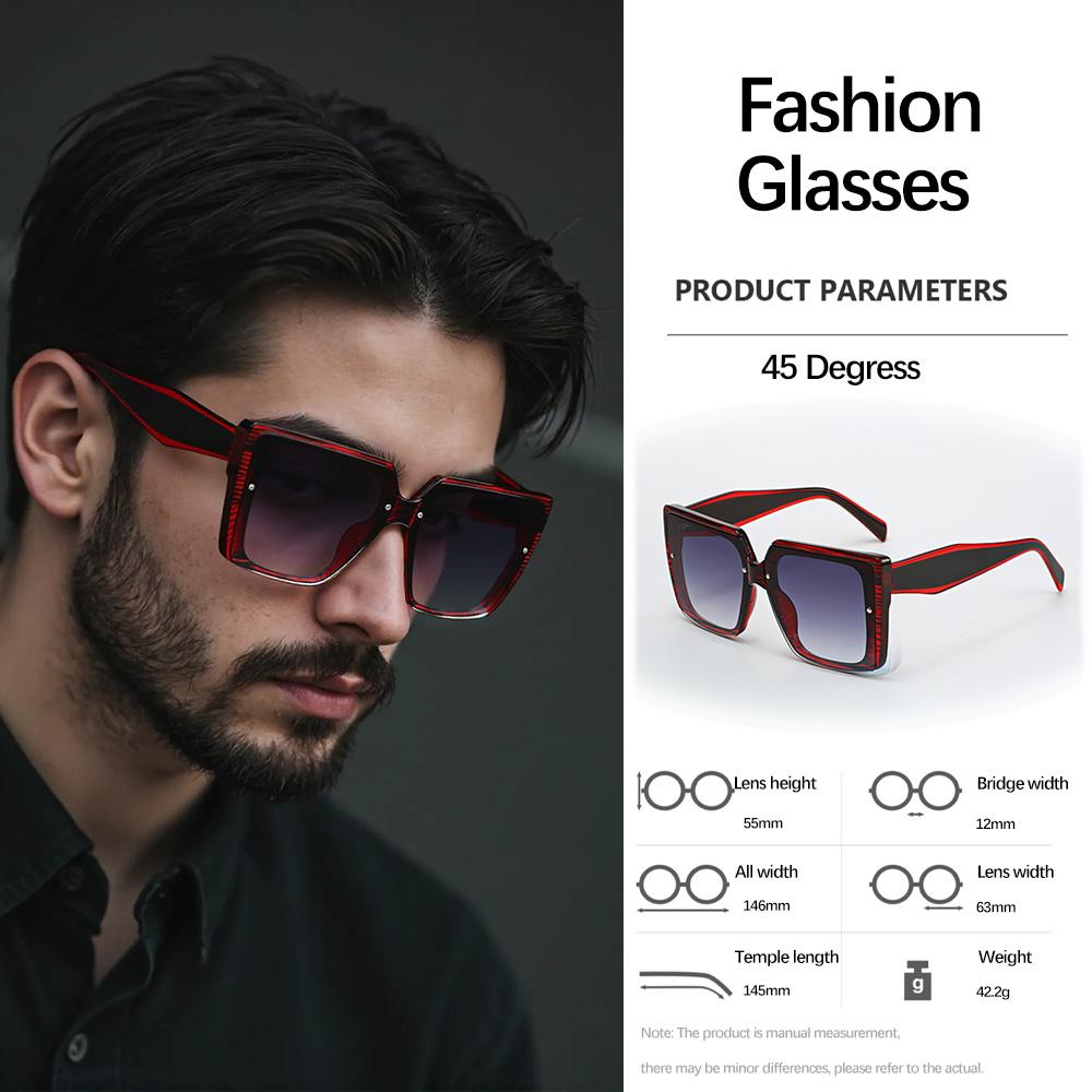 

Vintage High Square Sunglasses For Men Glass PC Material Minimalist Design for Spring Summer 2025 Versatile for Urban Commuting красный