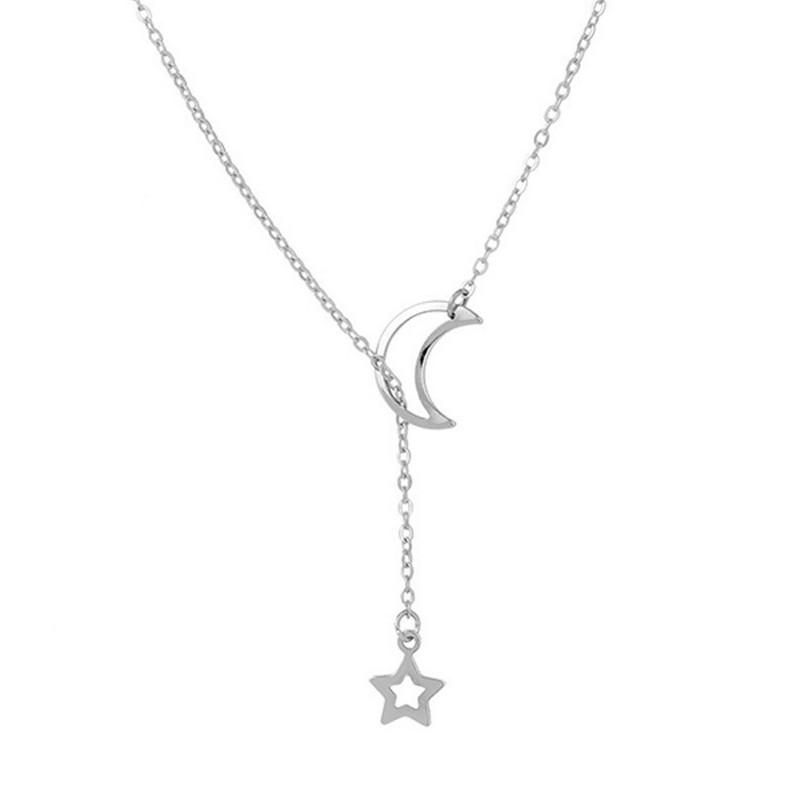 

New Moon Star Women s Necklace Minimalist Clavicle Necklaces Pendant Necklaces For Girls Bijoux Fashion Zircon Wholesale медный