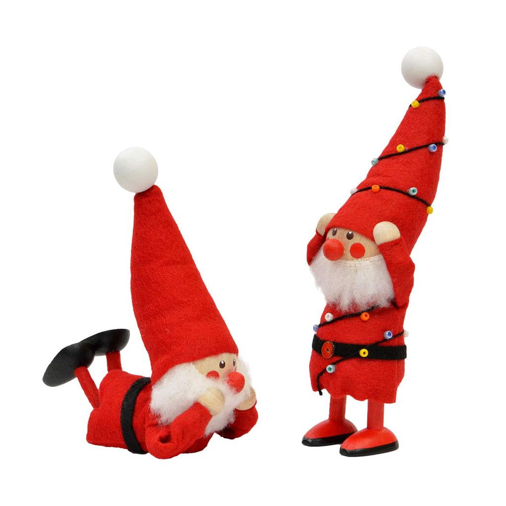 NORDIKA nisse Nordica Nisse Christmas Wooden Doll Entangled in Illuminated (Santa Decorations/Red)