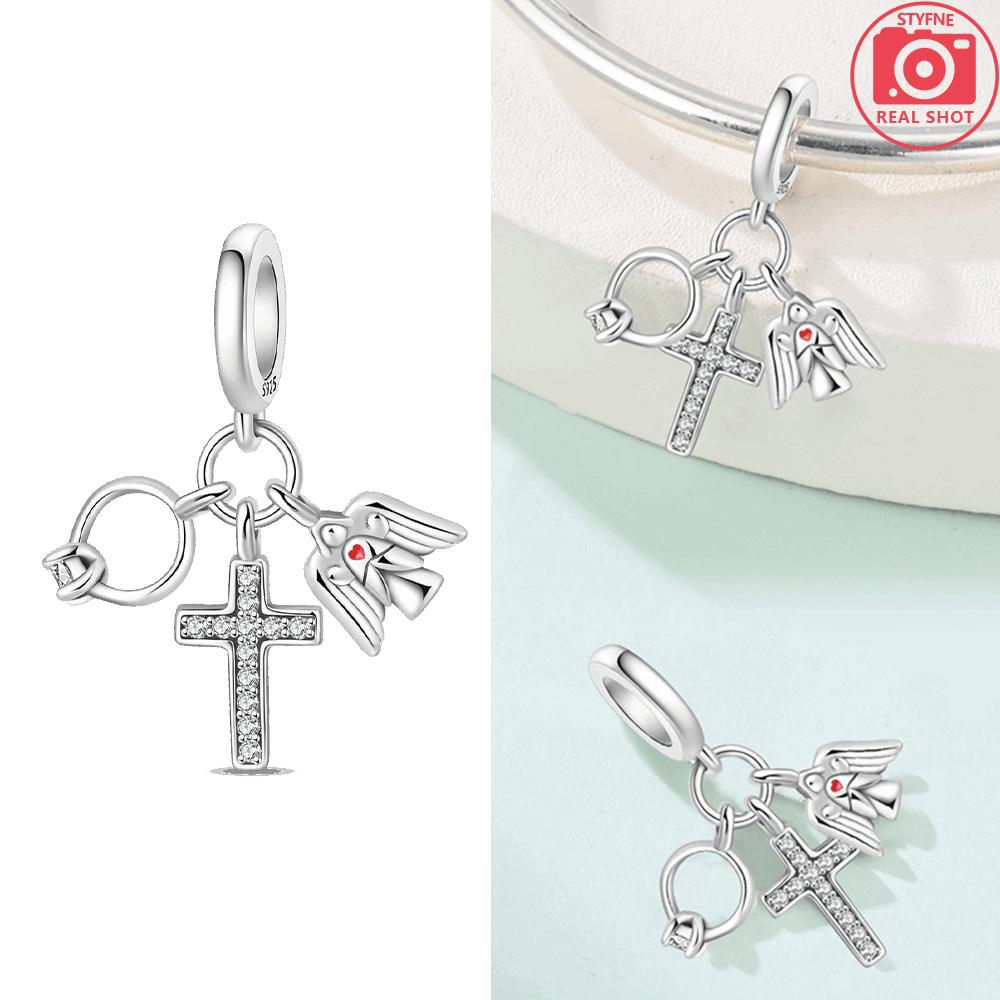 Charms Copper Original Blue Zircon Swan Pendant Butterfly Shoes Bead Fit Bracelet Women Jewelry Diy Accessory Gift