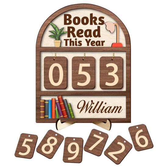 Book Read This Year Counter Sign Reading Tracker Plaque Bookshelf Decoration Handmade Wood Reading Challenge Tracker Book Lovers Gift