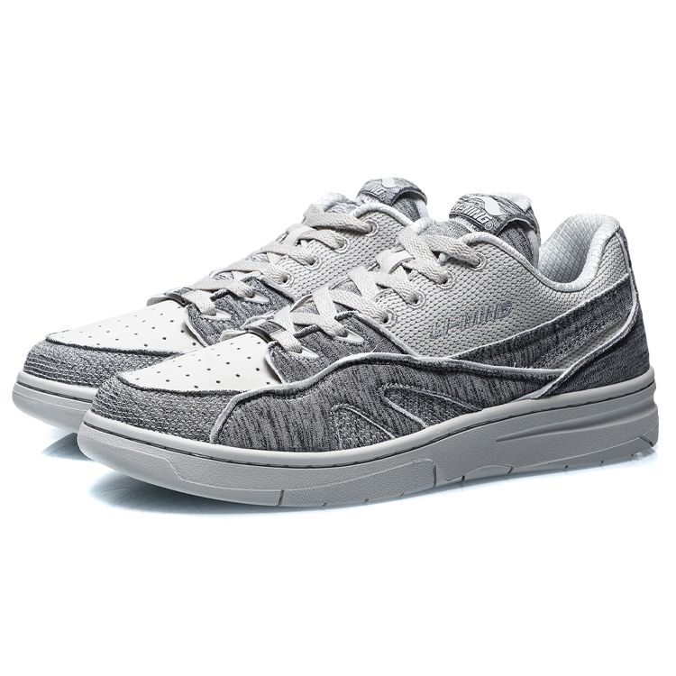Li Ning 937 Deluxe Low Canvas Shock Absorbing Non-Slip Durable Lightweight Low-Top Retro Basketball Shoes Men Sneaker Brick-Gray AGBR049-5