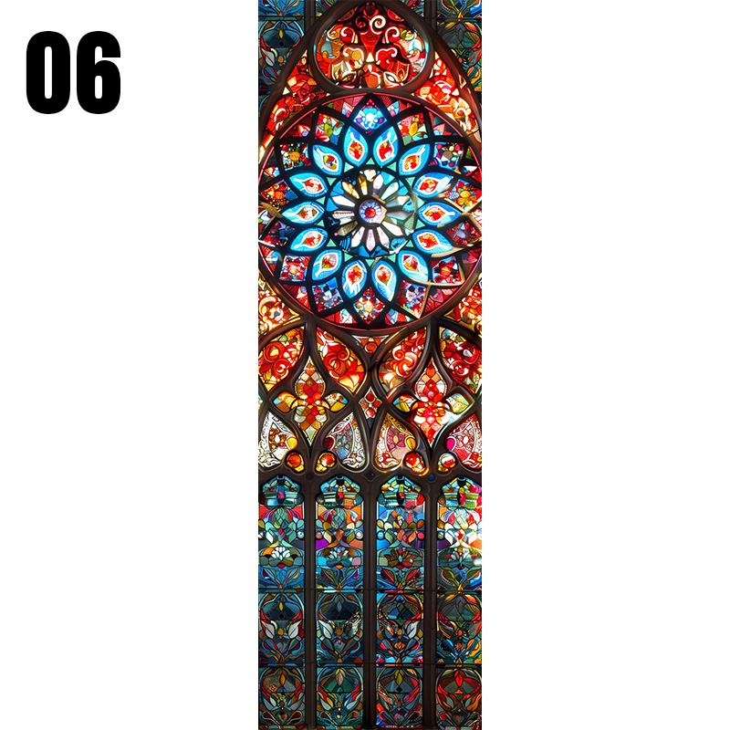 סרט ויטראז' צבעוני לכנסייה בסגנון אירופאי, מדבקת זכוכית וינטג', עיצוב לדלת בית, חדר אמבטיה, סרטי חלון לפרטיות