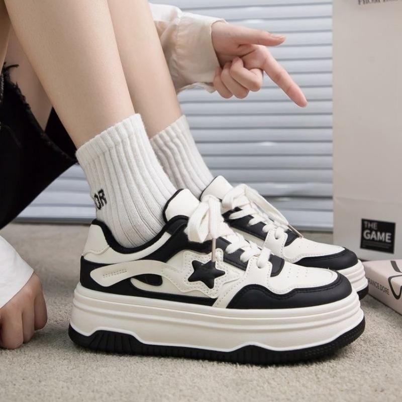 Thick-soled Color-matching Star Board Shoes Autumn New Versatile Lace-up Little White Shoes INS Trendy Student Casual Shoes