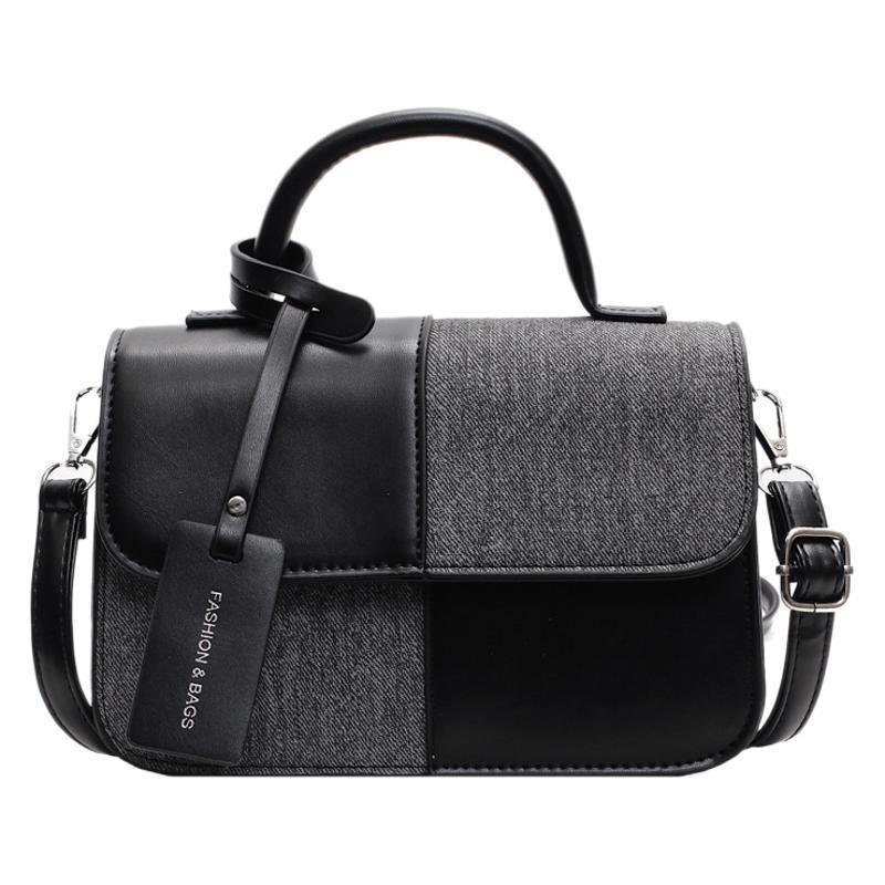 Contrasting Color Retro Small Bag Women's Fashion New Portable Small Square Bag High Texture Personalized Commuter Messenger Bag