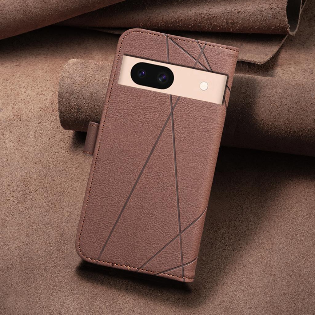 For Google Pixel 8 Case BINFEN COLOR BF35 Geometry Imprinted Leather Phone Cover RFID Blocking Wallet Stand