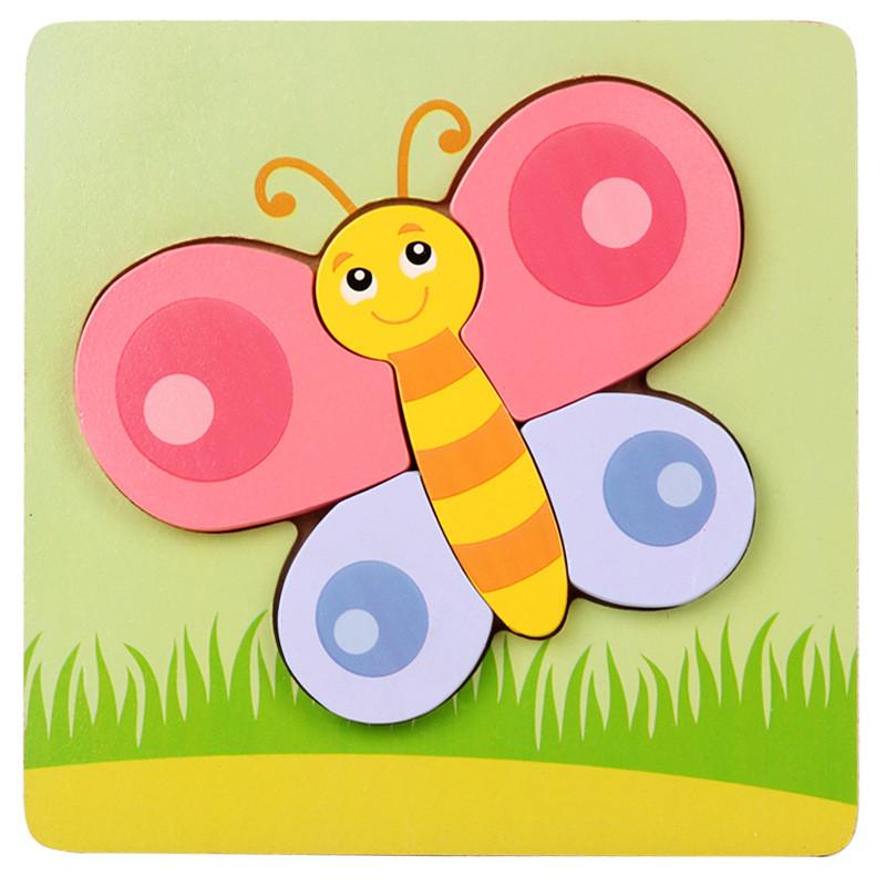 Childrens Wooden 3d Butterfly Puzzle Blocks With Handeye Coordination Development For Early Learning