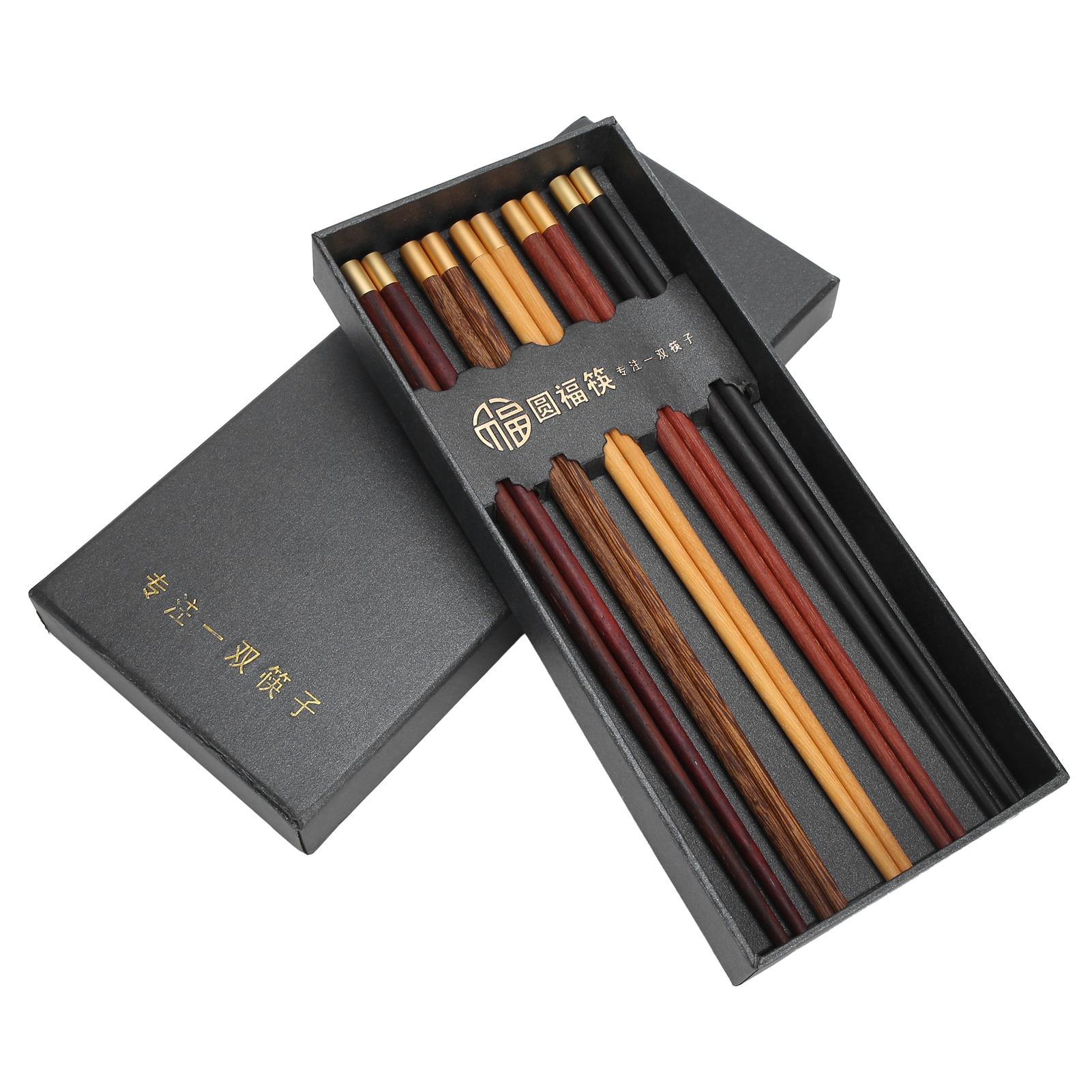 

5 Pair Wooden Chopsticks Reusable Tableware Household Eating Utensils Kitchen Supplies