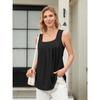 CHARMLEAKS Tank Top Built In Bras for Women Summer Pleated Square Neck Tops Flowy Sleeveless Shirts