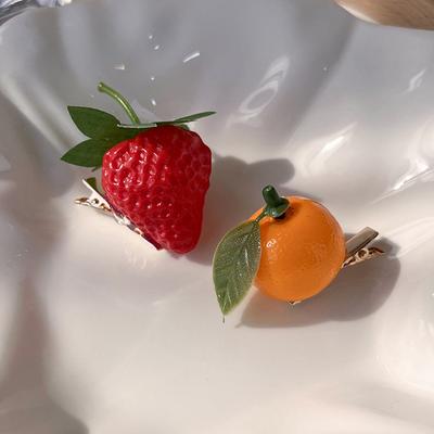 Funny Strawberry Orange Hairpins Cute Resin Headwear Hair Accessories Girl Side Bangs Clip Sweet Hair Clips Headdress Jewelry