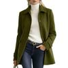 Women's Mid-Length Wool Coat with Lapel and Button Closure