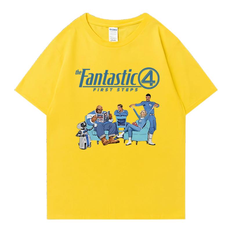 2025 The Fantastic Four First Steps Oversized 100% Cotton short sleeve t-shirts Hip Hop Men Women Summer Unisex T shirt clothing