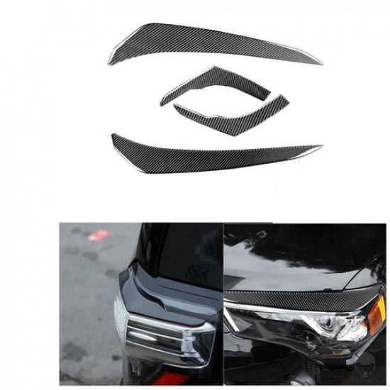 For Toyota 4Runner 2010- Carbon Fiber Headlamp Taillight Eyebrow Cover Trim