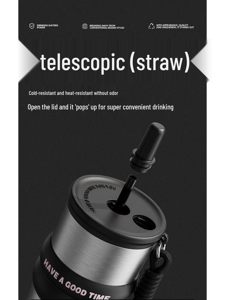 316 Stainless Steel Insulated Travel Mug - Large Capacity Straw Cup for Men & Women