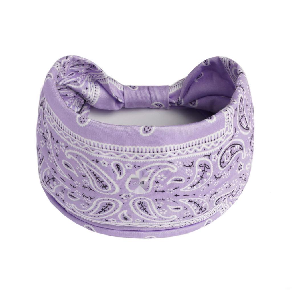 Bandeau large rétro à motif cachemire pour femmes - Bandeau de sport élastique coloré pour yoga