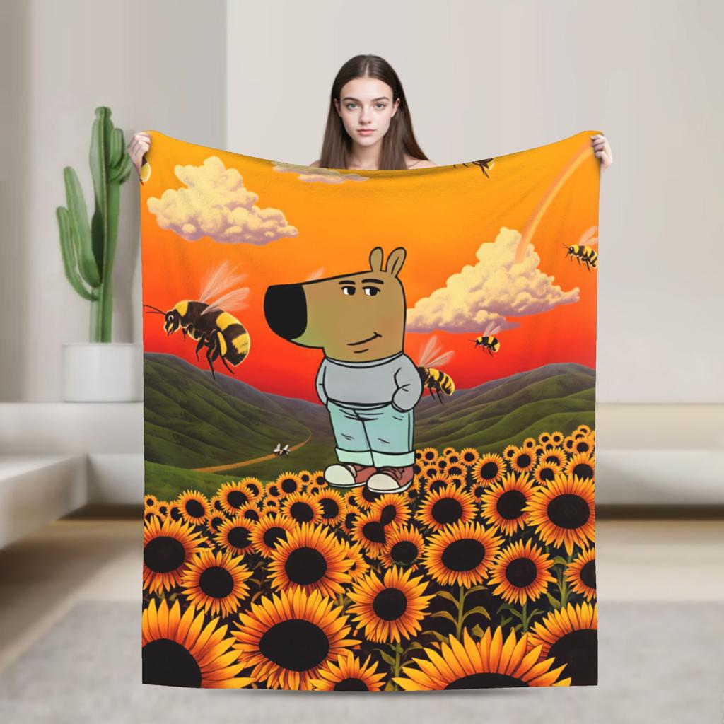 New Character Chill Guy Blanket Warm Soft Novelty Plush Throw Blanket For Outdoor Picnic Flannel Bedspread Bed Cover