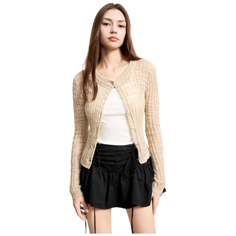 JINYUJIE Women's Round Neck Knit Cardigan