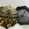 1PC Dragonfly FlowersAutomatic Open/Close Umbrella with Windproof, 8-Rib Sturdy Canopy, Durable Ribs, Fashionable Design, Outdoor Accessory, Fun Prin,