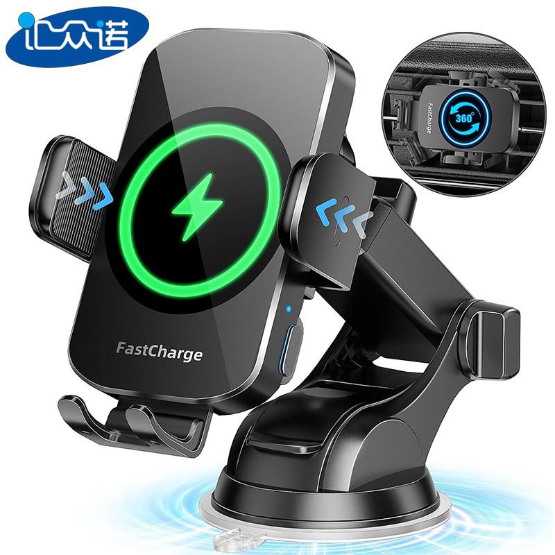 Universal Car Phone Holder With 15W Fast Wireless Charging Dashboard Vent Mount Auto-Sensing Clamp ABSMetal Slim Design