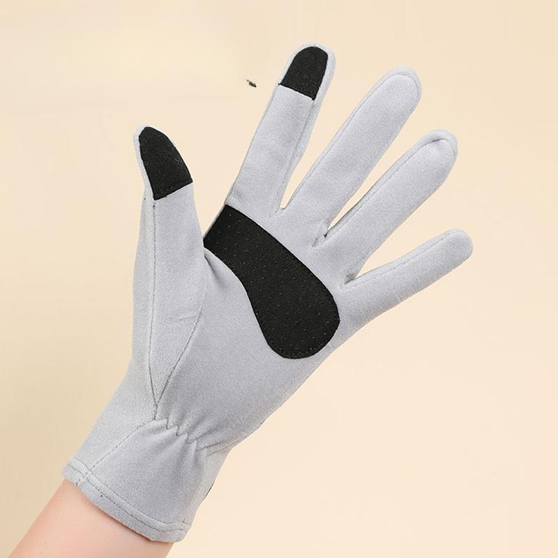 Autumn and Winter German Velvet Warm Women's Gloves Plus Velvet Thickened Windproof Cold and Anti Slip Touch Screen Electric Vehicle Outdoor Riding
