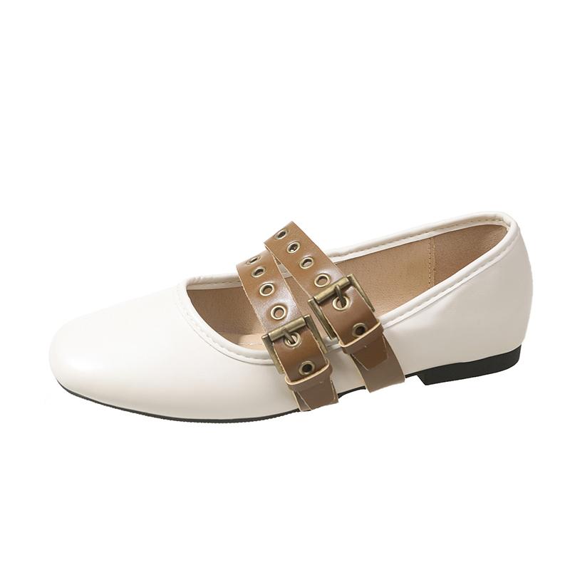 Fashion Shoes Woman 2024 Round Toe Shallow Mouth Casual Female Sneakers Autumn Flats New Square Fall Retro Summer Dress PU Mary Janes La