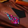 Hong Kong Retro Geometric Acrylic Earrings - Color Block Design for Fall/Winter
