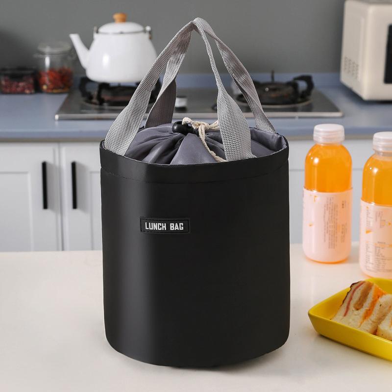 Round Bucket Lunch Box Bag Student Lunch Box Bag Picnic Storage Bag Large Capacity Water Bucket Handbag