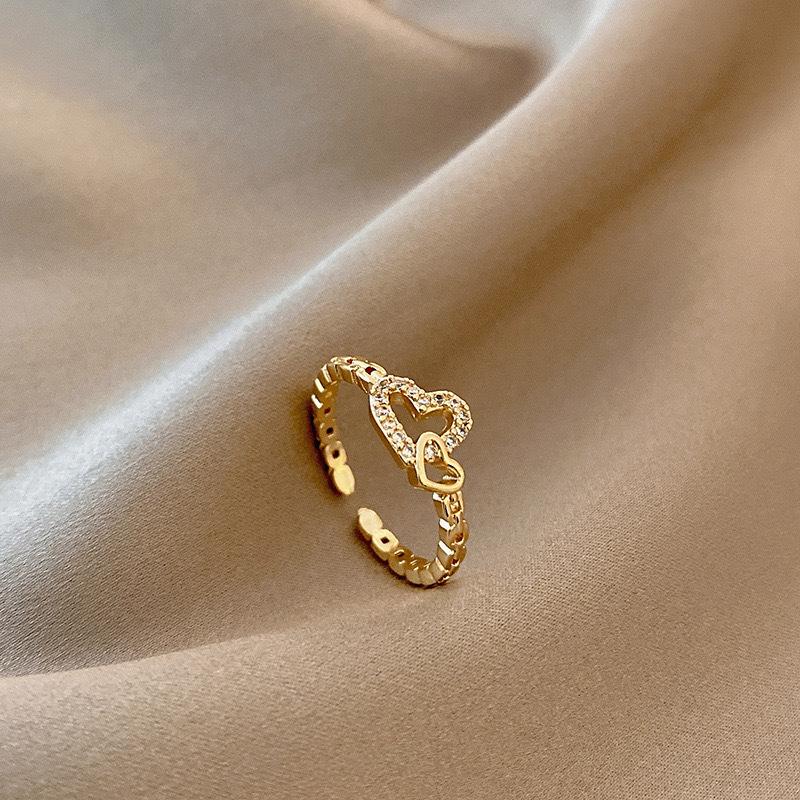 Light luxury fashion high sense pearl zircon copper ring women's design sense retro personality open index finger ring simple