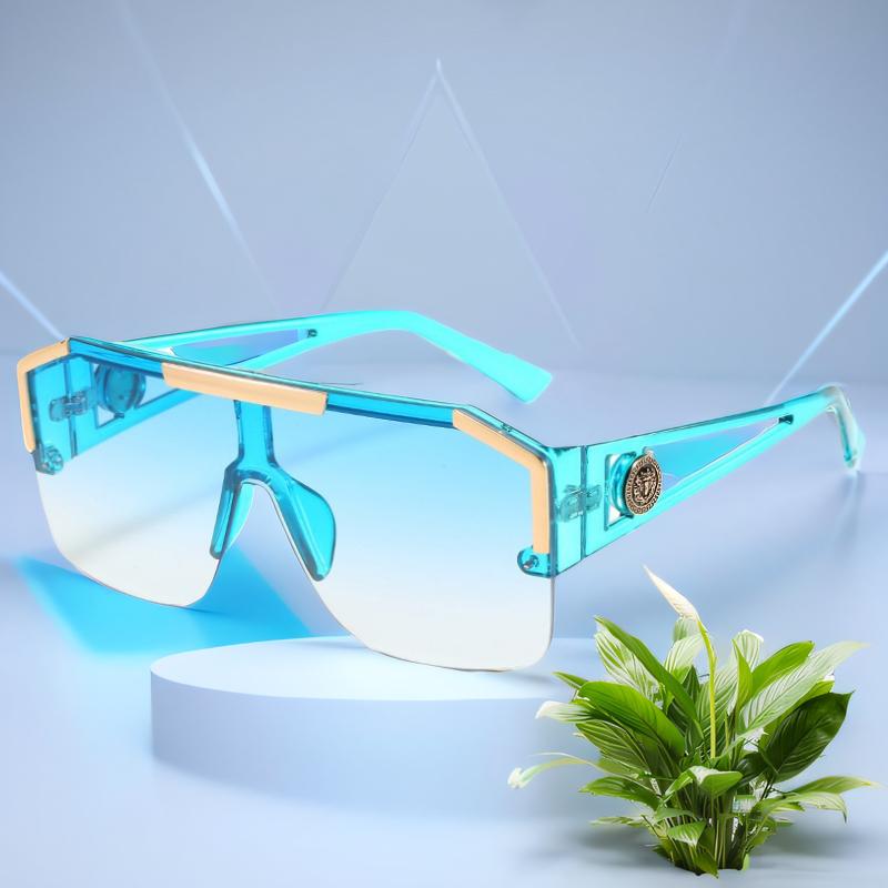 New Lion Head One Piece Sunglasses Trend Big Frame Sunglasses Female Personality Hollow Temple Glasses