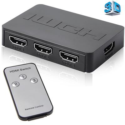HDMI Splitter 3 Port Hub Box Auto Switch 3 In 1 Out Switcher 1080p HD mit Fernbedienung für