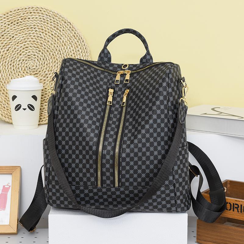 Kožený batoh Dámská cestovní taška s velkokapacitním potiskem