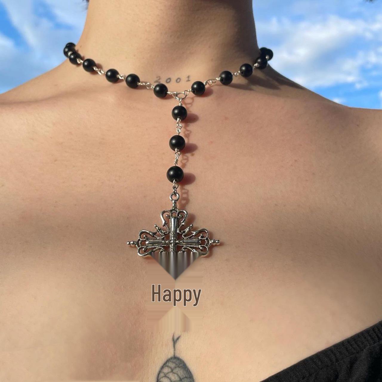 Shi Yong Gothic Punk Black Pearl Pendant Necklace