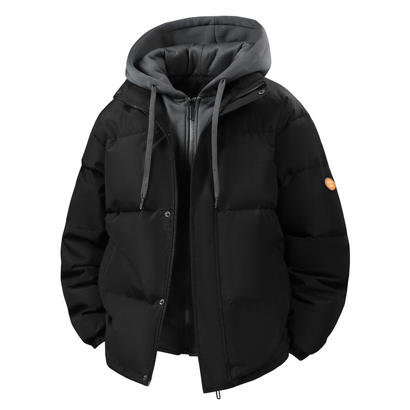 

2025 Мужская повседневная короткая куртка с флисовой подкладкой Ветрозащитная Теплая утолщенная куртка 3XL чёрный