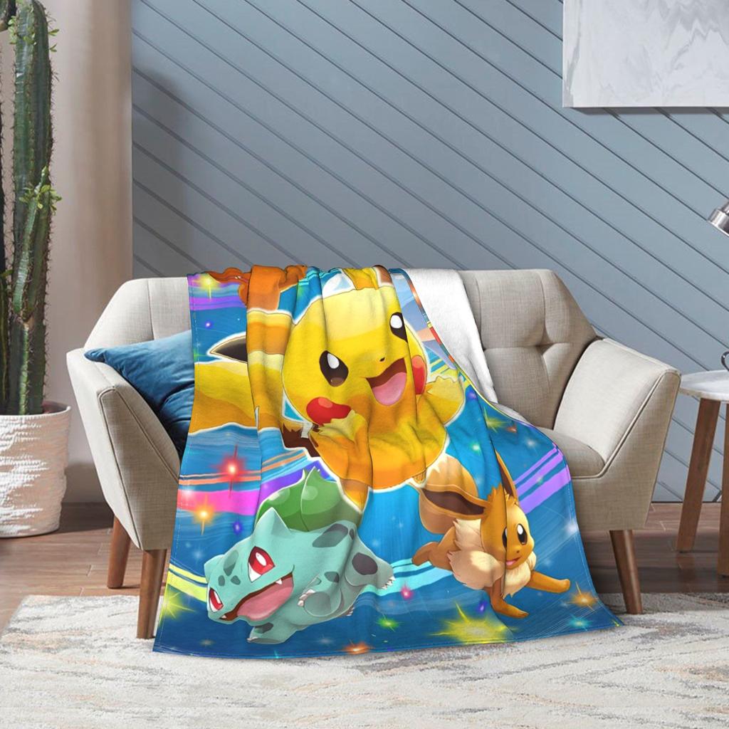 RIPSuper Soft Cartoon Pikachus Throw Blanket Premium Flannel Fleece Lightweight Bed Blanket Cozy Fluffy Bedspread All Season UseR-I-P