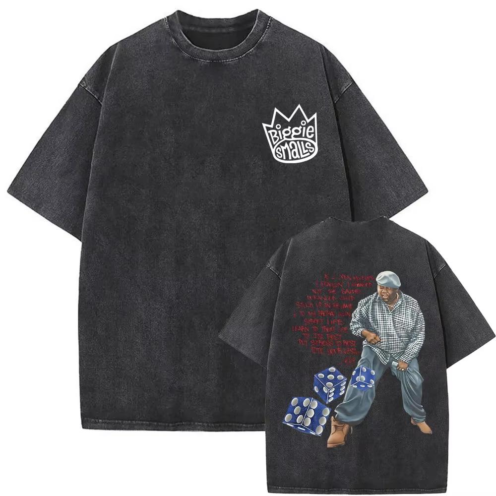 Gewassen Vintage The Notorious Big Wereldtour T-shirt Biggie Smalls Print T-shirts Mannen Vrouwen Hip Hop T-shirts